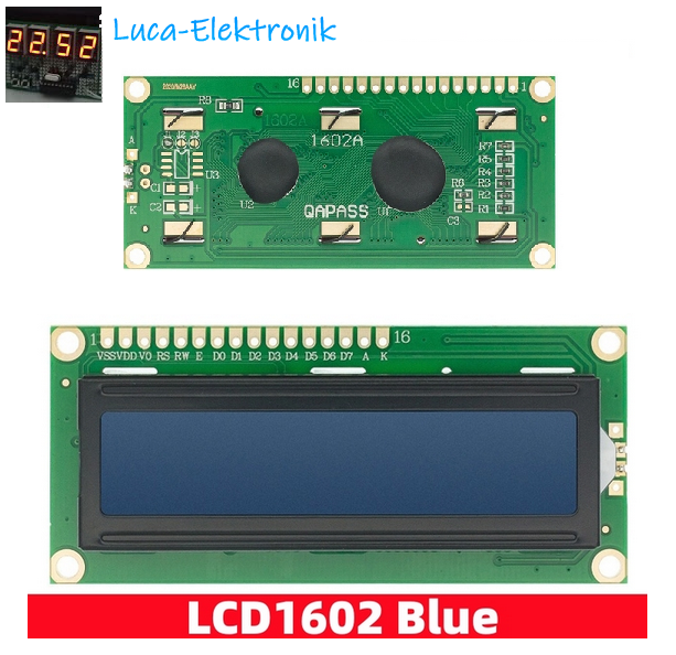 LCD Display 16x2 Zeichen Modul 1602 blaue
