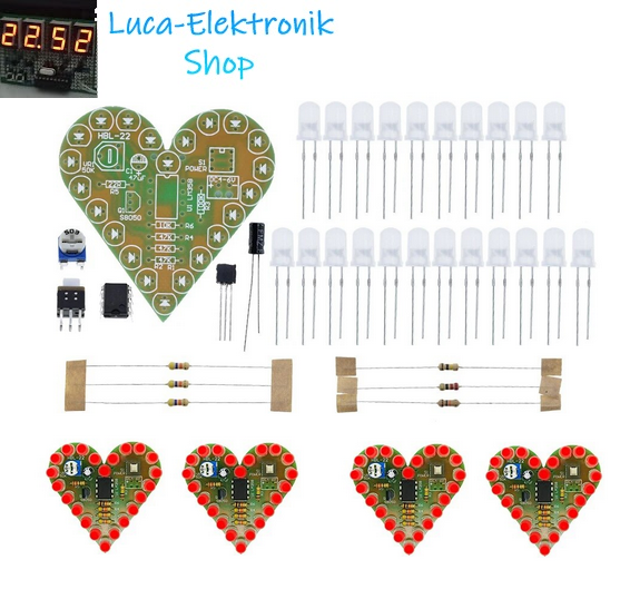 Bausatz: Pulsierendes LED Herz (rot) Löten DIY Elektronik